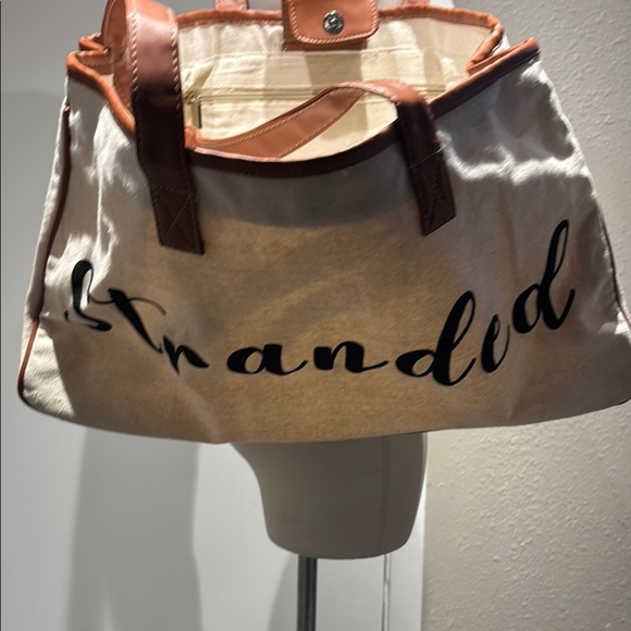 Stranded Cream and Tan Canvas Tote - Picture 13 of 16